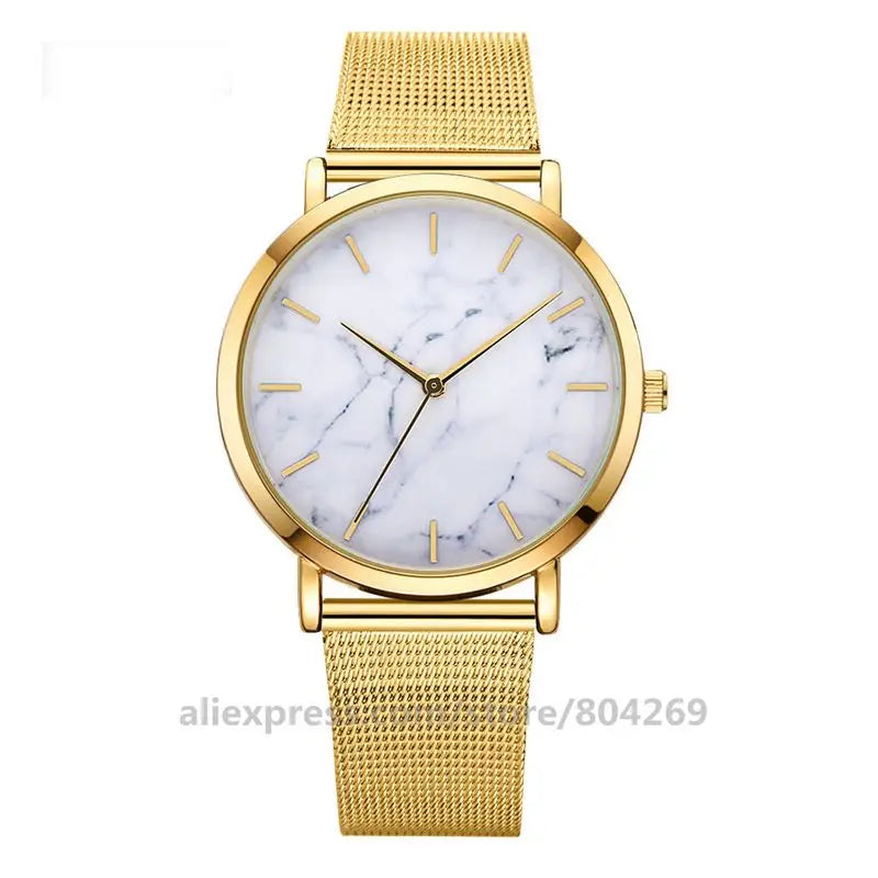 New Fashion Women Luxury Stainless Steel Mesh Belt Ladies Simple Design Wristwatch Wholesale Simple Design Women Quartz Watch