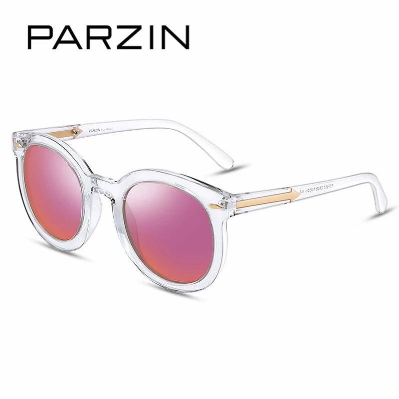 PARZIN Brand Polarized Sunglasses Men & Women Lovers Round Frame Colors Lens Shield Anti UV400 Fashion Driving Glasses 9287