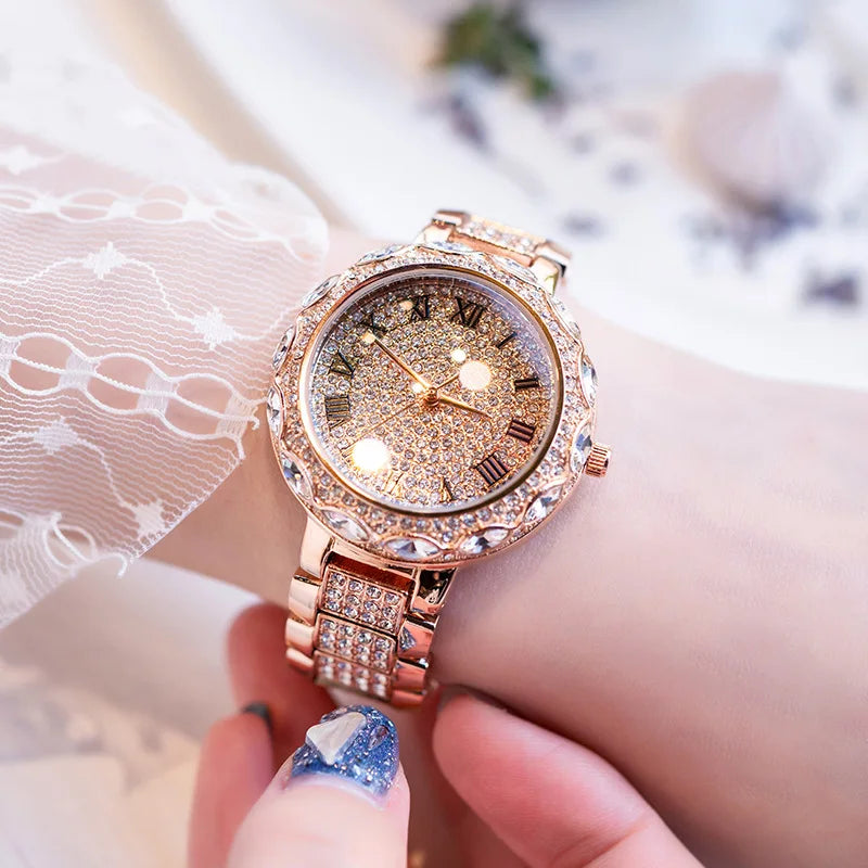 New 2020 Luxury Watches Ladies Crystal Quartz Women Watches Fashion Rhinestones Gold Watch Female Wristwatch Clock Woman Watch