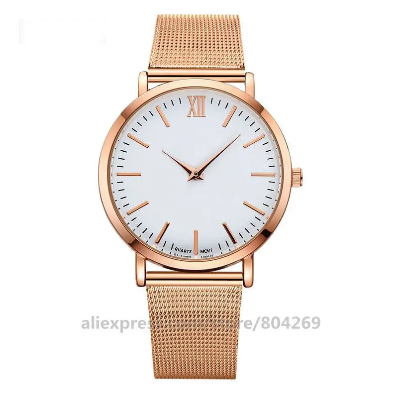 New Fashion Women Luxury Stainless Steel Mesh Belt Ladies Simple Design Wristwatch Wholesale Simple Design Women Quartz Watch