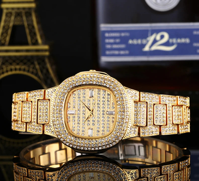 2020 New Luxury Ladies Watch Fashion Gold Wrist Watches For Women Watches Rhinestone Waterproof Ladies Quartz Watch Female Clock