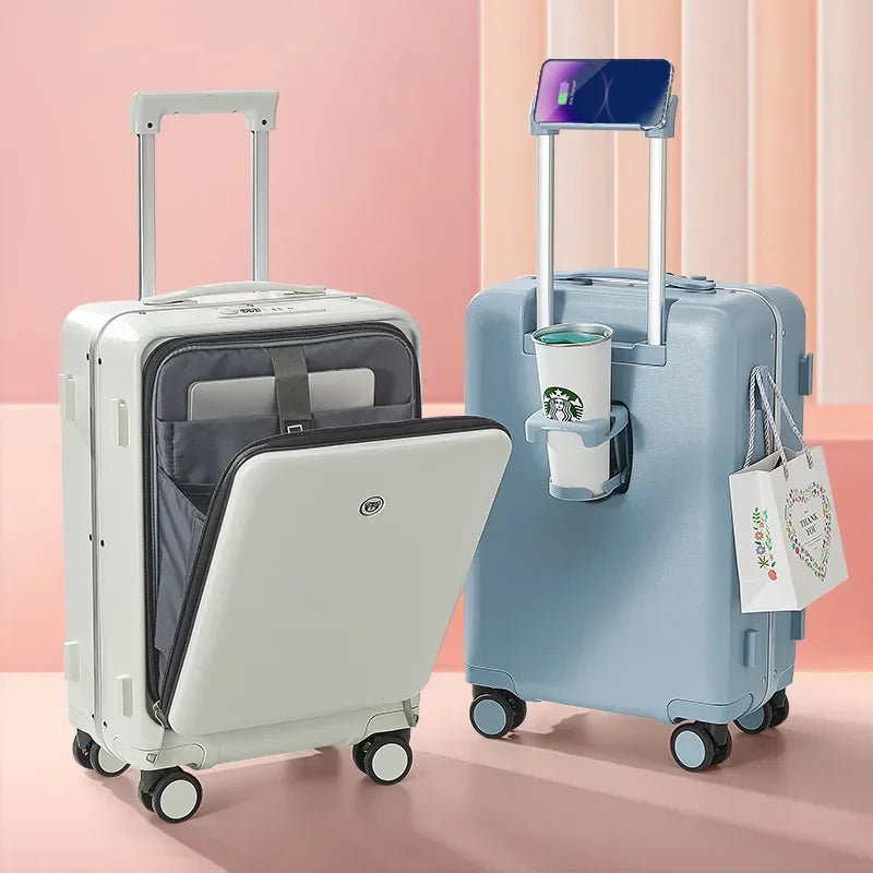 20/24 inch travel suitcase on wheels USB rolling luggage case multifunction trolley luggage bag password lightweight luggage