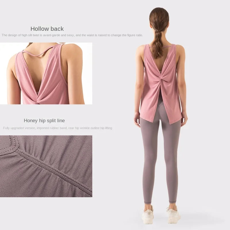 Cross-Border New Arrival Yoga Suit Loose Running Fitness Clothing Vest Pants Sportswear Two-Piece Blouse