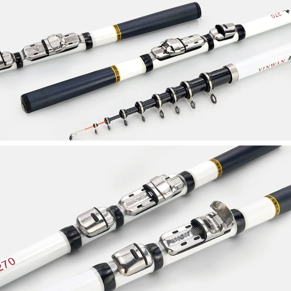 JOSBY Telescopic Fishing Rod Spinning 1.5/1.8/2.1/2.4/2.7/3.0m Portable Outdoor Travel Carbon Fiber Mini Pole For Reel