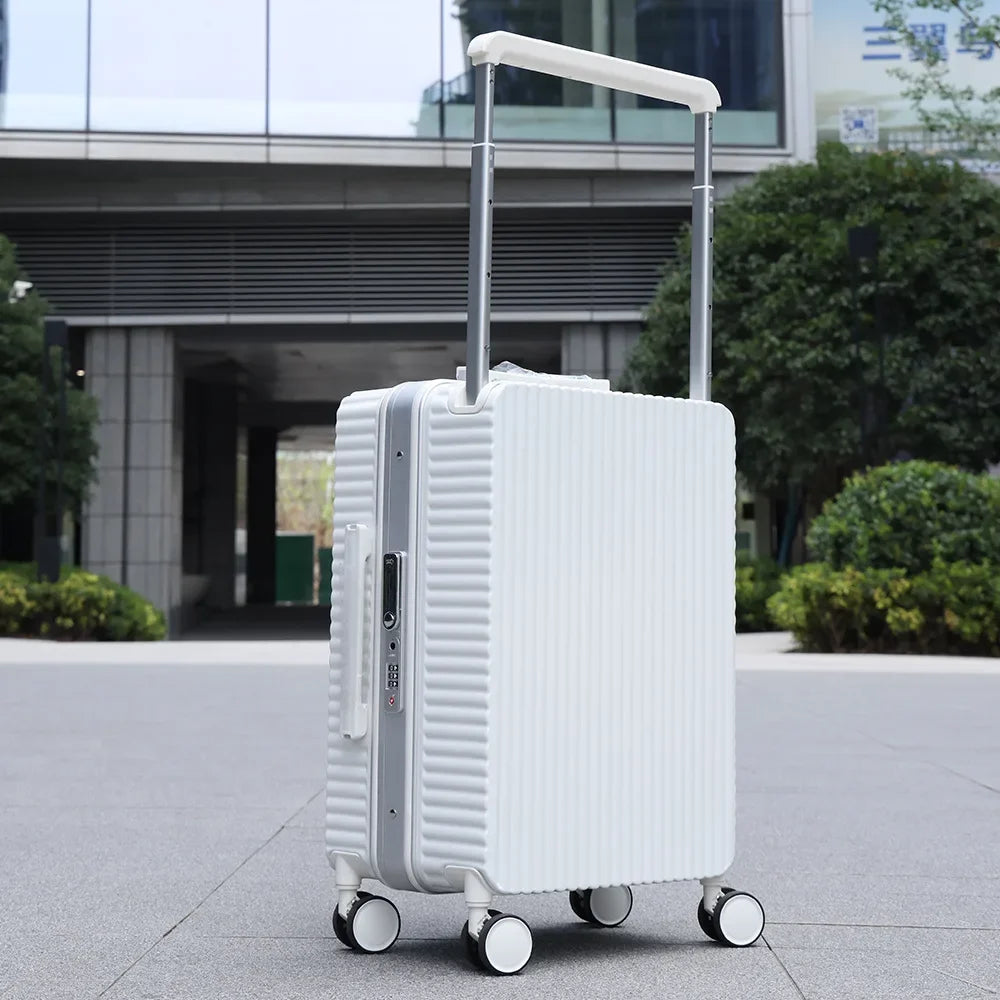 Rolling Luggage 24 Inch Trolley Case Wide Pull Rod Student Aluminum Frame Suitcase, 20 Inch 22 26 Graduation Travel Suitcase