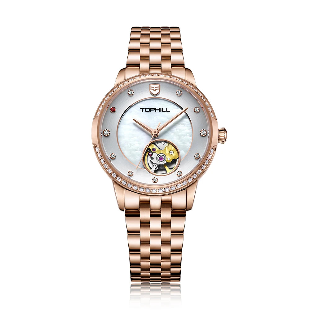 TOPHILL 2024 New Luxury Mechanical Automatic Watch For Women Waterproof 5Bar Woman Wristwatch Original Female's Watches