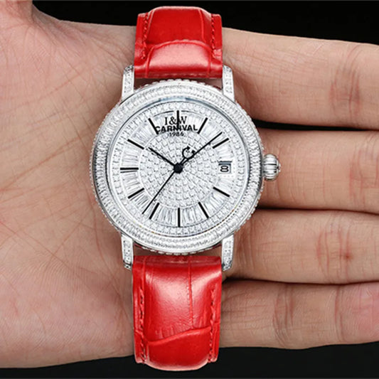 CARNIVAL Brand Mechanical Diamond Watch Ladies Luxury MIYOTA 9015 Movement Automatic Wristwatch Waterproof for Women Reloj Mujer