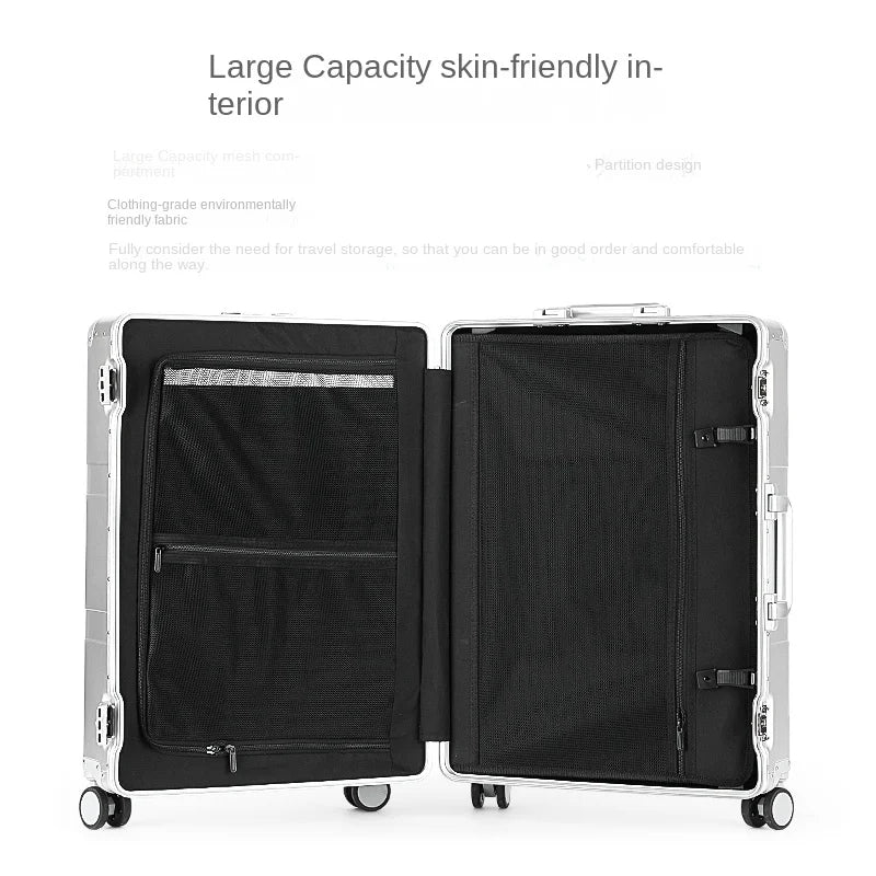 20 inch carriertravel suitcase with wheels，maletas viaje，coach bag ，front open All aluminum magnesium alloy material