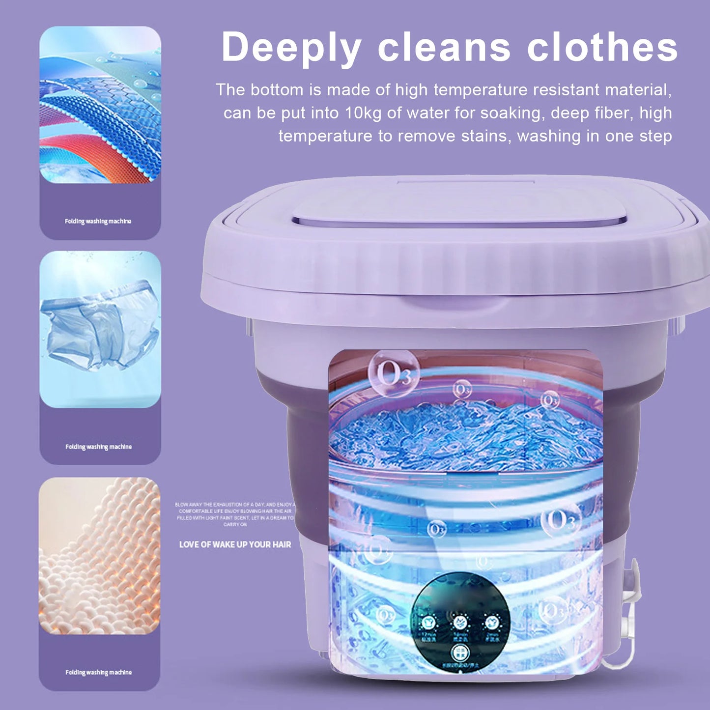 Portable Washing Machine 11L ABS PP Automatic Mini Foldable Bucket Washer with Drainage Pipe for RV Travel Apartment