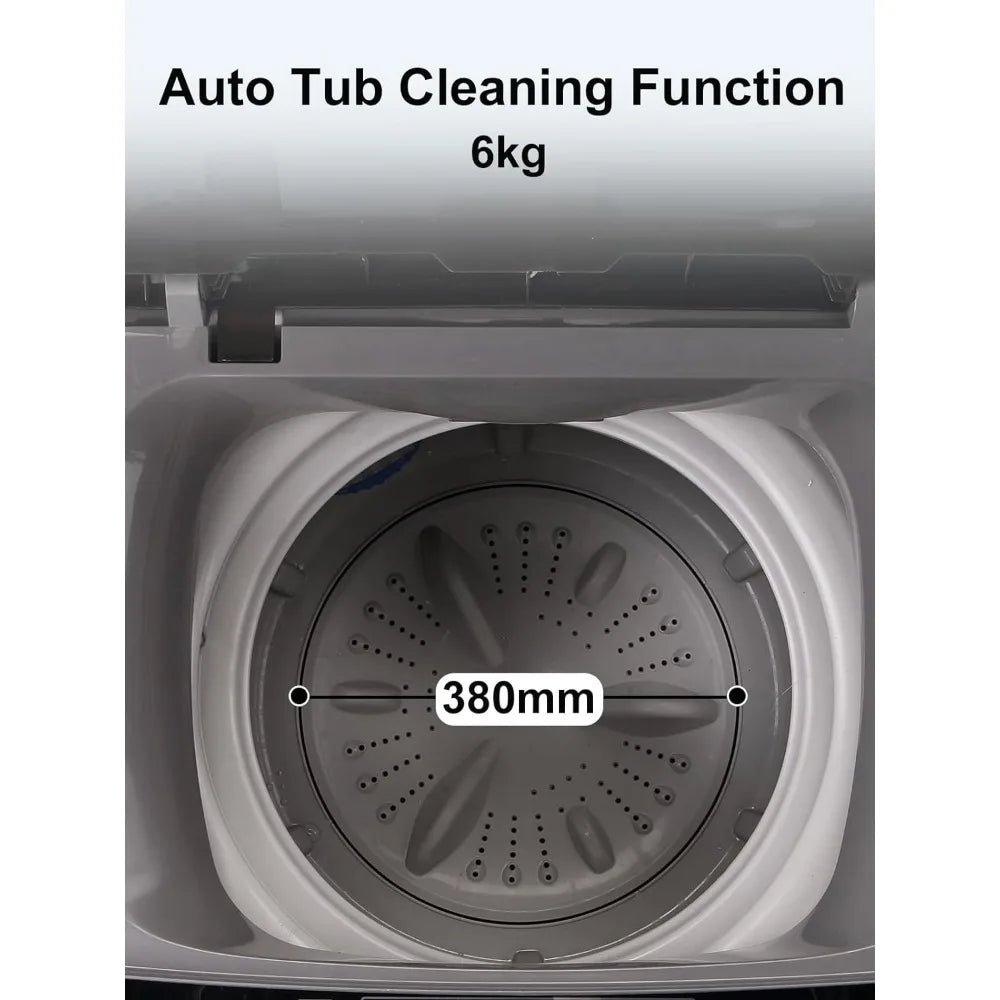 Full-Automatic Washing Machine 17.7 lbs Small Compact Portable 10 Wash Program 8 Water Level Compact Washer, Camping, Grey