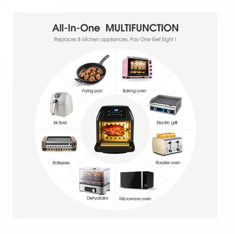 2021 New design air frier 7 Liter stainless steel digital air fryer with steam function air toaster oven no oil deep fryer/grill