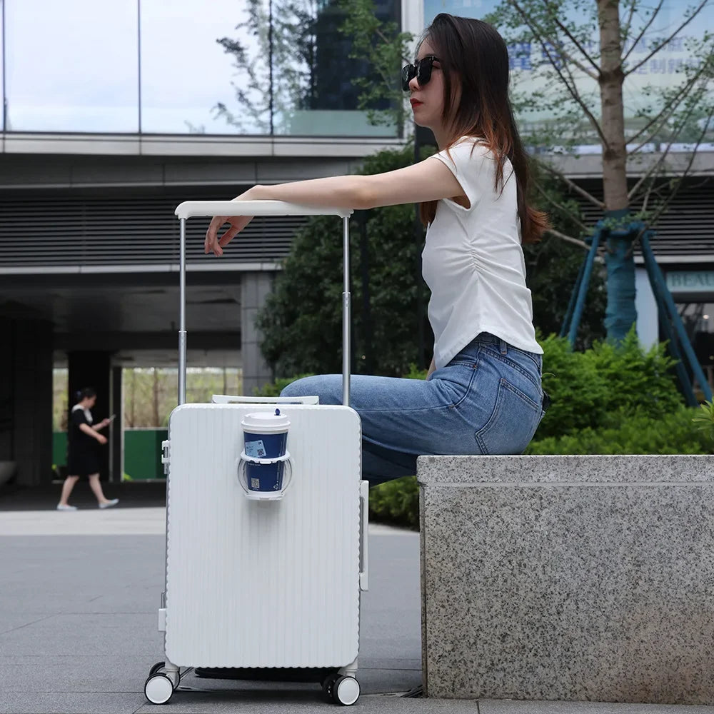 Rolling Luggage 24 Inch Trolley Case Wide Pull Rod Student Aluminum Frame Suitcase, 20 Inch 22 26 Graduation Travel Suitcase