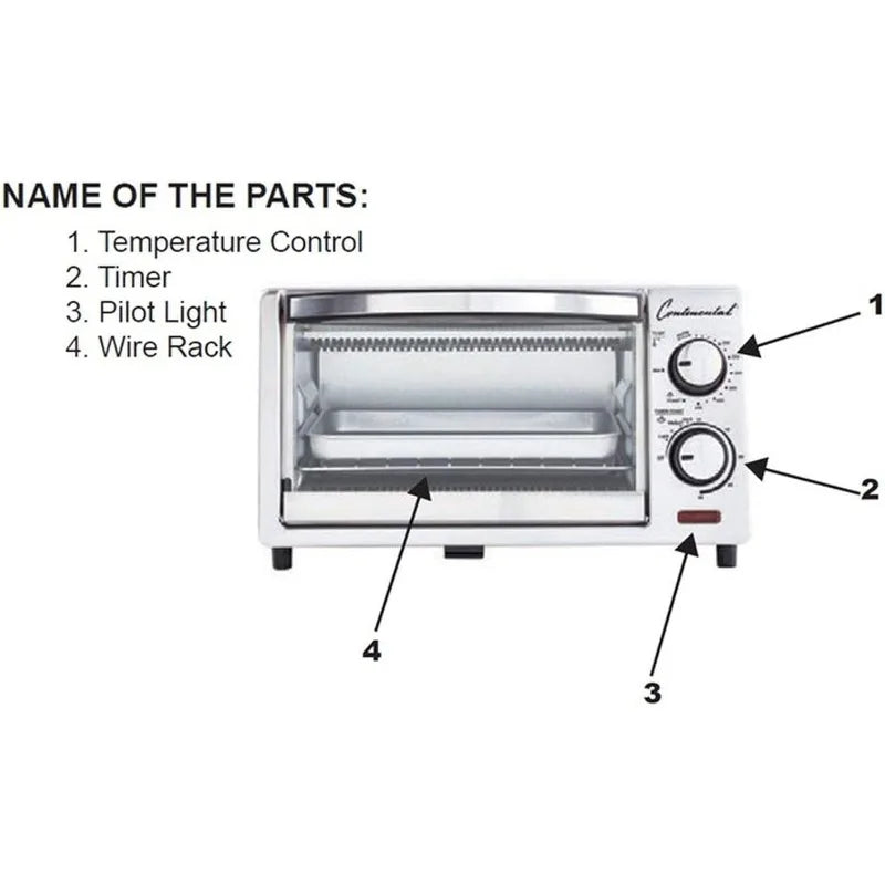 OUIO CE-TO101 Toaster Oven, 4 Slice, White