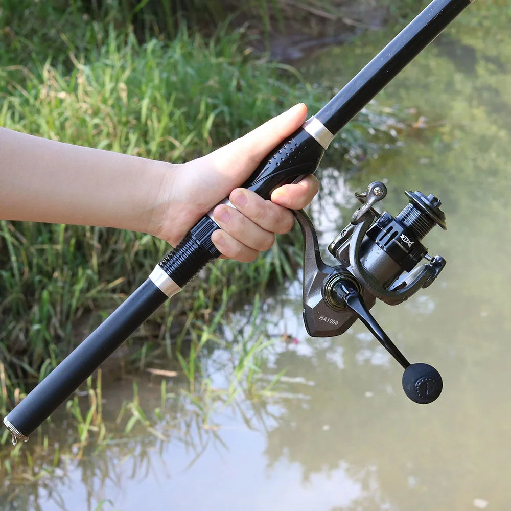 JOSBY Mini Telescopic Rock Fishing Rod Spinning Ultralight FRP Portable Travel Reel Seat Pole 1.5M 1.8M 2.1M 2.4M 2.7M 3.0M