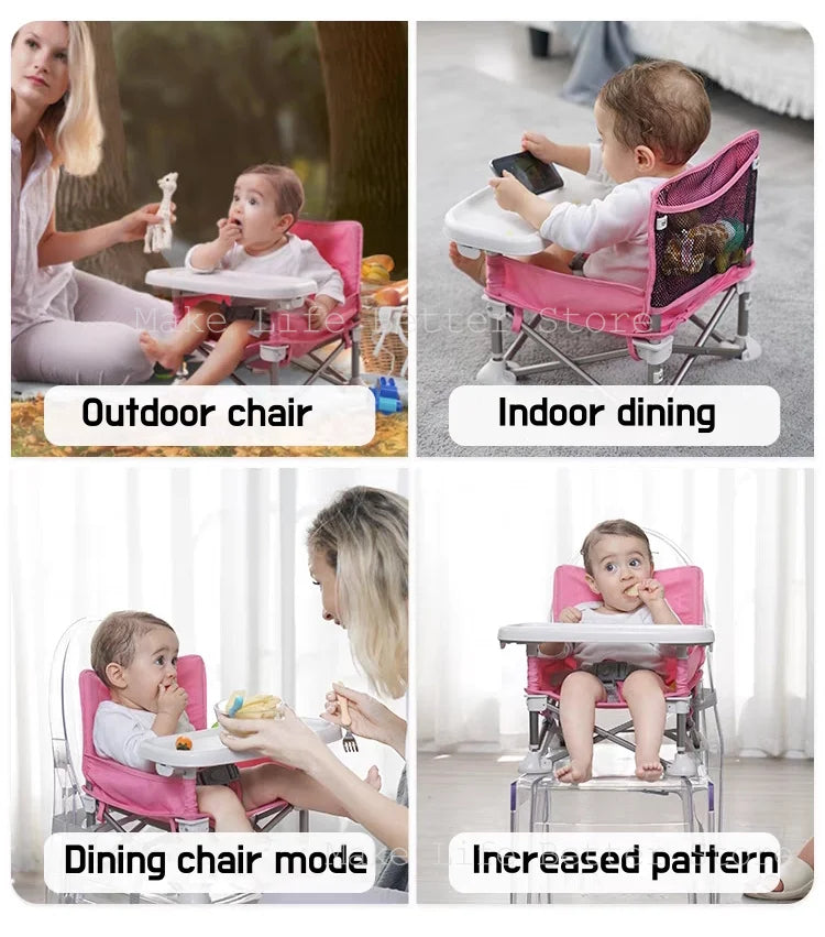 Chairs Baby Travel Beach Seat Portable Folding Chairs Children Lunch Dinner Seat Foldable Camping Chair Dining Tray for Kids