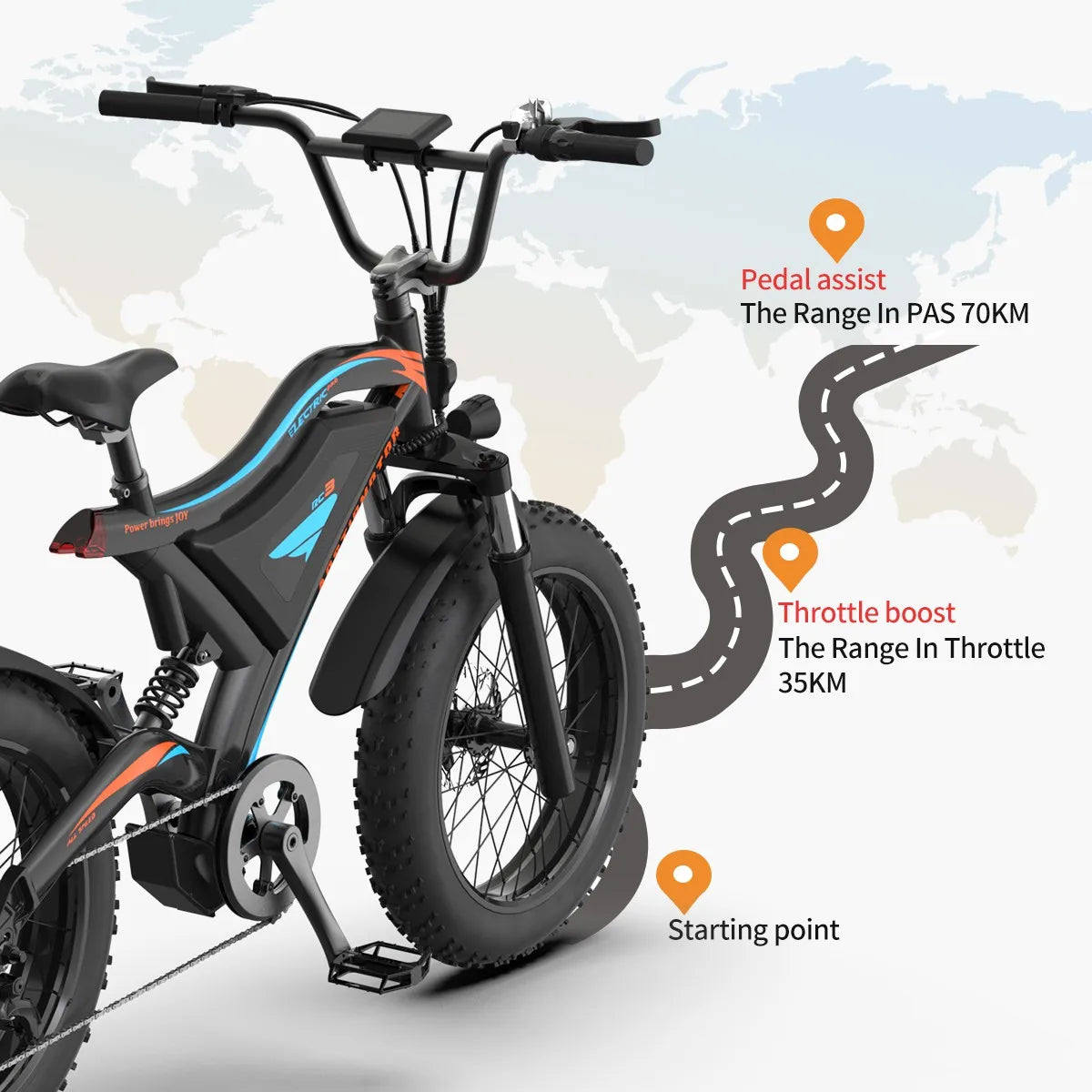 AOSTIRMOTOR High Quality S18-MINI 40KM/H Electric Bicycle With F/R Mechanical Brake  Mountain Bike