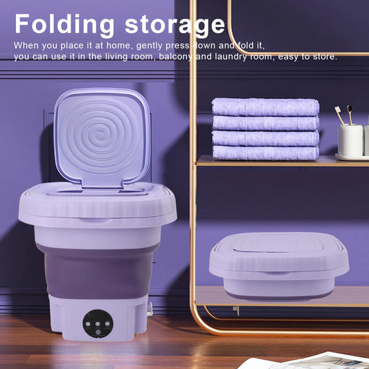 Portable Washing Machine 11L ABS PP Automatic Mini Foldable Bucket Washer with Drainage Pipe for RV Travel Apartment