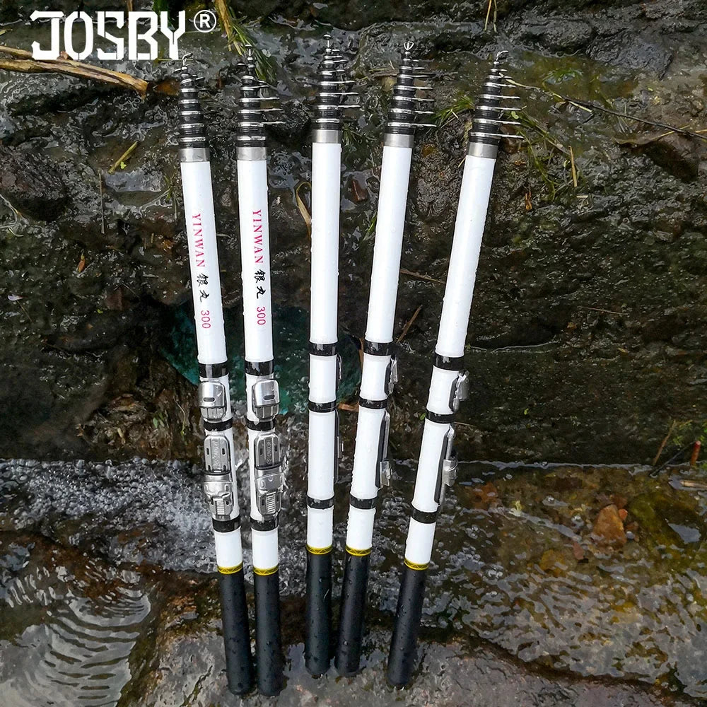 JOSBY Telescopic Fishing Rod Spinning 1.5/1.8/2.1/2.4/2.7/3.0m Portable Outdoor Travel Carbon Fiber Mini Pole For Reel