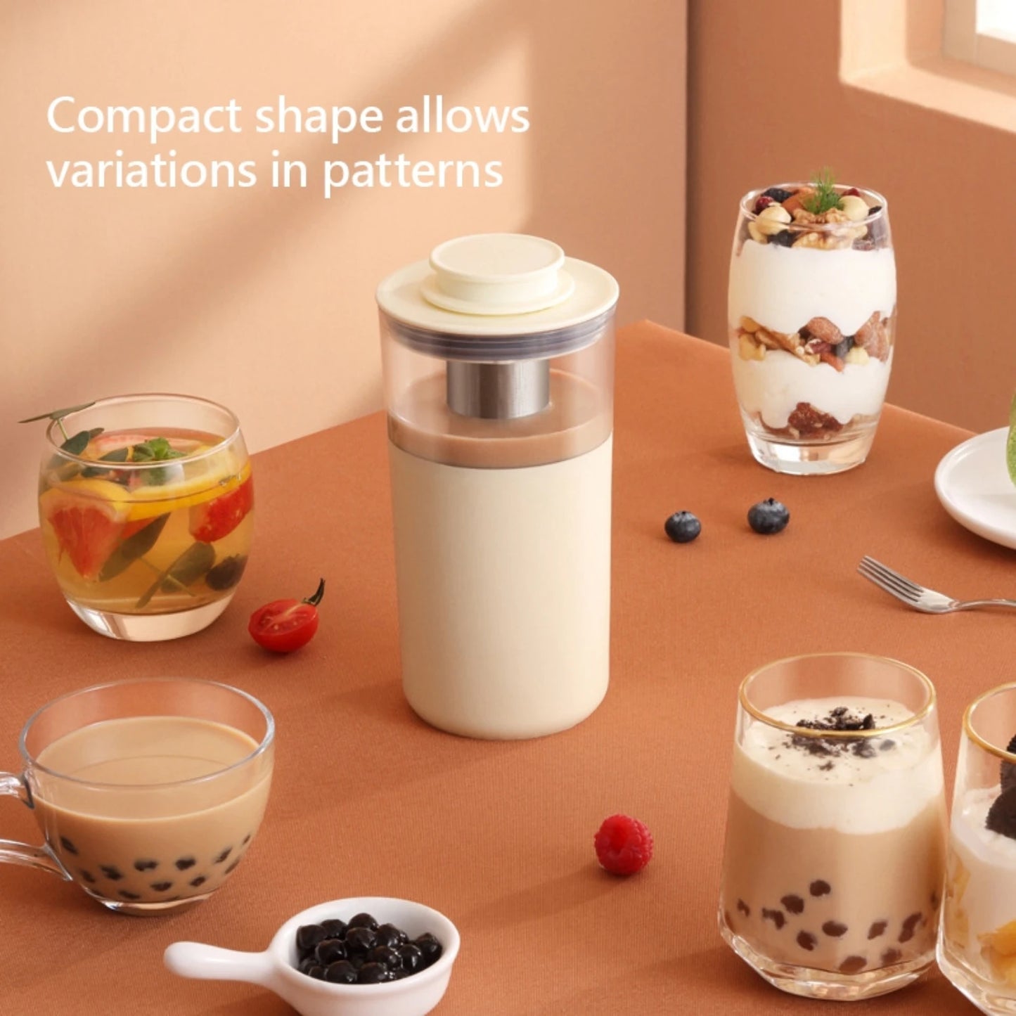 NEW Small Multifunctional Office Coffee Machine with Flower Fruit Tea Milk Foam Stirring - Perfect for Making Milk Tea