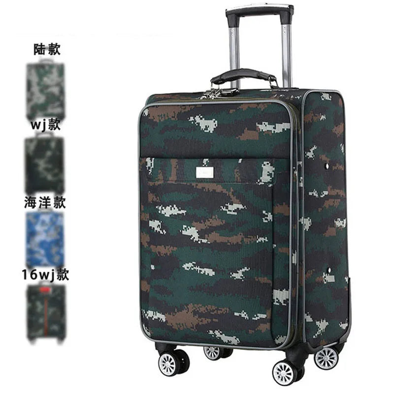 20"24"26 Inch Travel Carry-on Soft Wheeled Canvas Camouflage Suitcase Trolley Rolling Luggage Bag Boarding Case Free Shipping