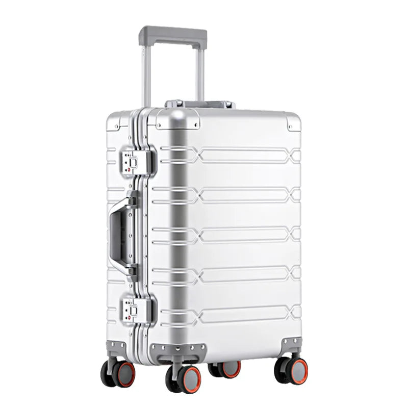 All aluminum-magnesium alloy travel suitcase Men's Business Rolling luggage on wheels trolley luggage Carry-Ons cabin suitcase