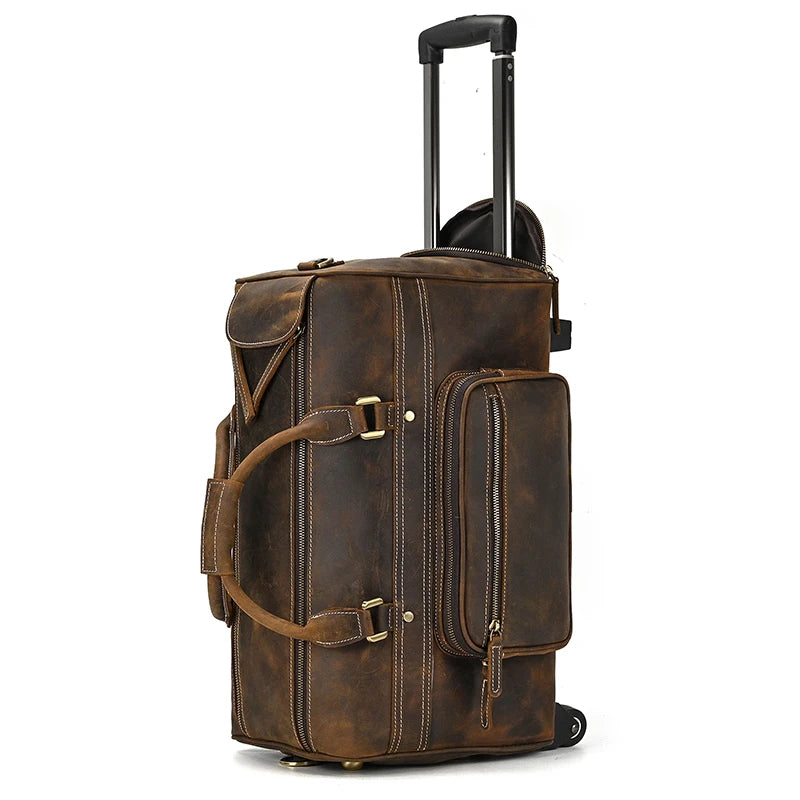 Travel Suitcases For Men Genuine Leather Suitcases On Wheels Cowhide Men's Luggage Bag Large Capacity  Business Trip Travel Bags