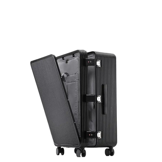 Front open cover all aluminum-magnesium alloy luggage suitcase Cardan wheel small biker pushcase thickened metal 37 open