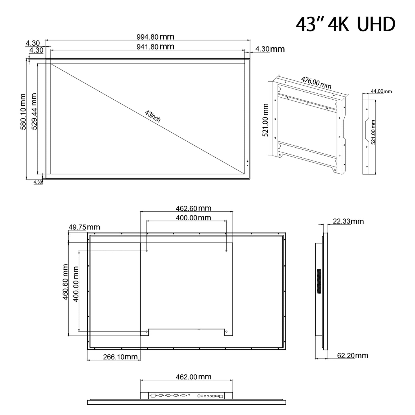 Soulaca 43 inches webOS Mirror Smart 4K TV WiFi for Bathroom Waterproof LED Television Built-in Alexa Bluetooth Hotel