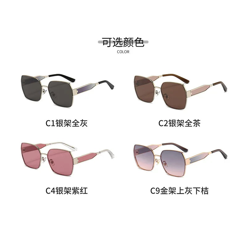 Sunglasses Women New Luxury Brand HD Nylon Square Sunglasses Ladies Large Frame Wide Leg Sun Glasses Shades for Women Fashion