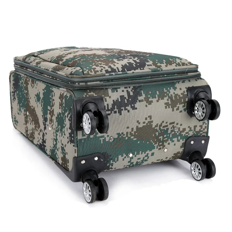 20"24"26 Inch Travel Carry-on Soft Wheeled Canvas Camouflage Suitcase Trolley Rolling Luggage Bag Boarding Case Free Shipping