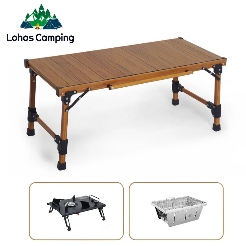 Lohascamping Lightweight Folding IGT table multifunctional Backpack roll table adjustable leg desk Desktop burner bbq table