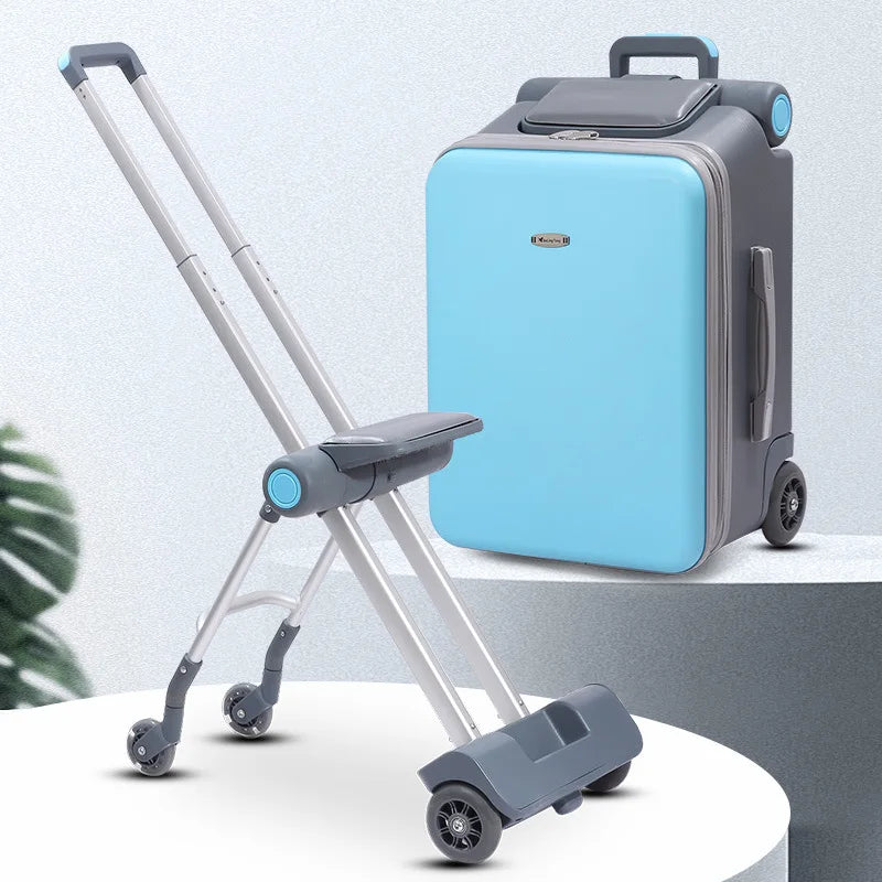 Kid'S Luggage Seatable Child Travel Suitcase Multi Functional Safety Baby Children'S Trolley Case Travel Luggage