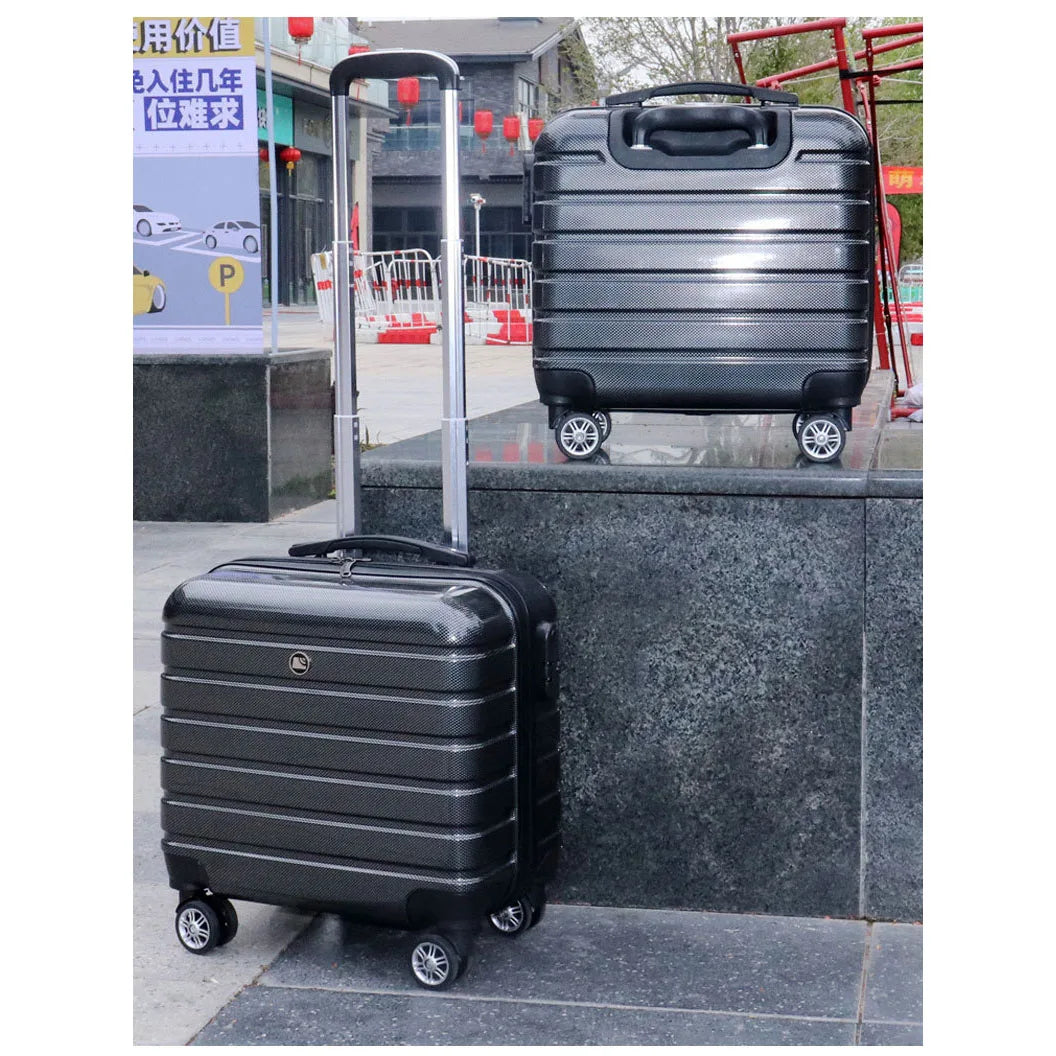 16 Inch Travel PC Suitcase On Silent Wheels Carry-on Trolley Rolling Zipper Luggage Bag Boarding Cabin Valise  Free Shipping