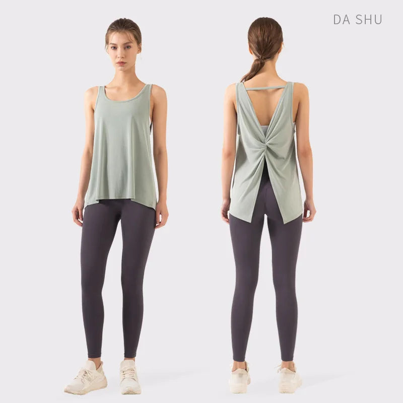 Cross-Border New Arrival Yoga Suit Loose Running Fitness Clothing Vest Pants Sportswear Two-Piece Blouse