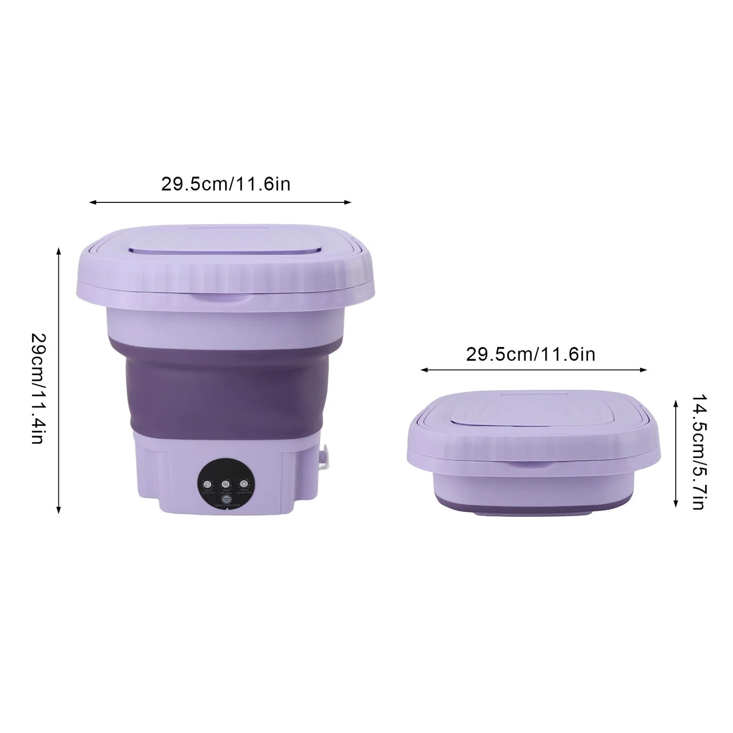 Portable Washing Machine 11L ABS PP Automatic Mini Foldable Bucket Washer with Drainage Pipe for RV Travel Apartment