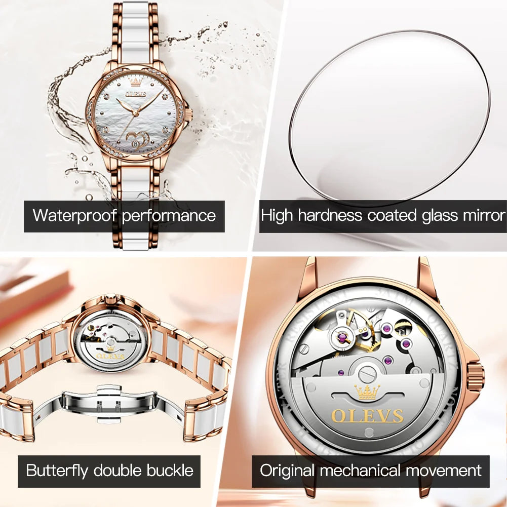 Luxury Brand Automatic Mechanical Wrist Watch For Women Elegante Waterproof Ladies Relogios Feminino Reloj Mujer Montre Femme