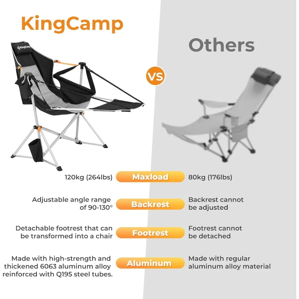 Hammock Camping Chair, Aluminum Alloy Adjustable Back Swing Chair, Folding Rocking Chair