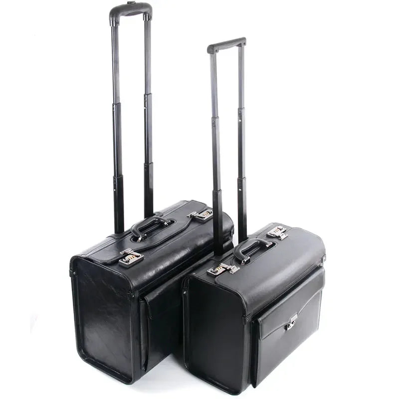 Fashion Retro  pilot Rolling Luggage Cabin Airline stewardess Travel Bag on Wheels Business Trolley Suitcase handbag