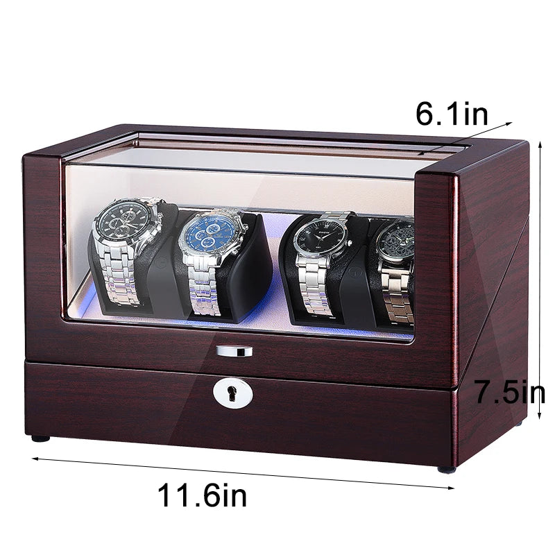 MUZHIYUN Automatic Watch Winder With LED Light Japanese Motor Piano Paint For Men And Women Watches