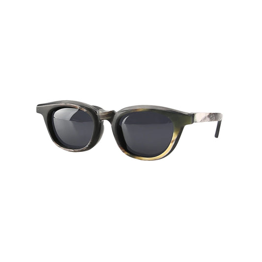 Brand master handmade unique thickened material natural horn material curved round glasses sunglasses Avant-garde fashion trends