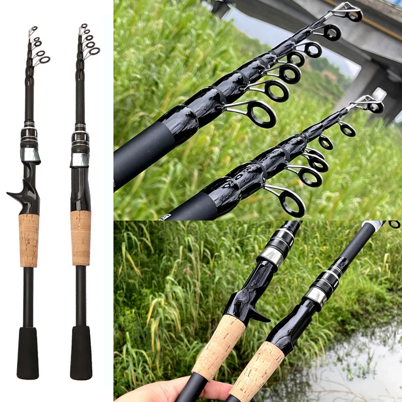 Fishing Rod and Reel Combo Set Telescopic Lure Rod Spinning Casting Short Jigging Rod 1.5m-2.4m Baitcasting Reel Max Drag 8kg