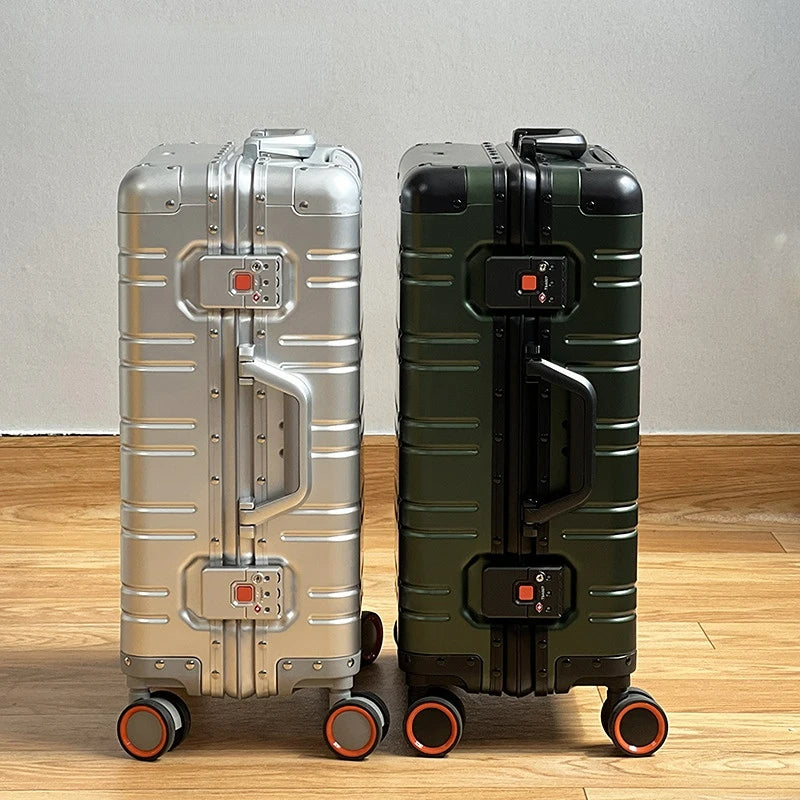 All aluminum-magnesium alloy travel suitcase Men's Business Rolling luggage on wheels trolley luggage Carry-Ons cabin suitcase