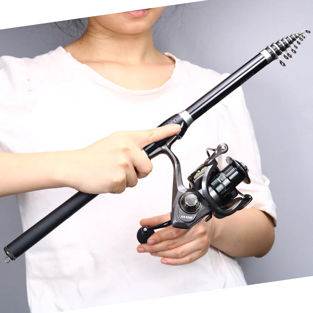 JOSBY Mini Telescopic Rock Fishing Rod Spinning Ultralight FRP Portable Travel Reel Seat Pole 1.5M 1.8M 2.1M 2.4M 2.7M 3.0M