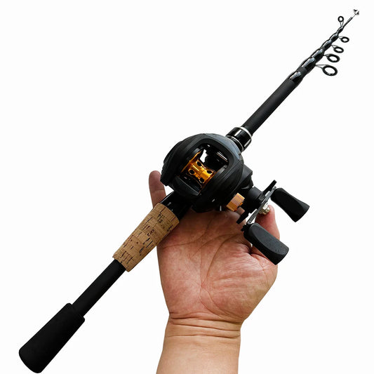 Fishing Rod and Reel Combo Set Telescopic Lure Rod Spinning Casting Short Jigging Rod 1.5m-2.4m Baitcasting Reel Max Drag 8kg